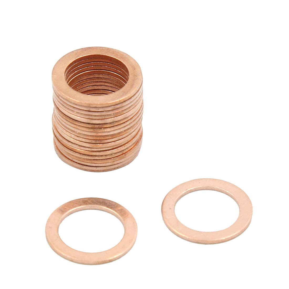 X AUTOHAUX 13mm Inner Dia Copper Crush Washers Flat Sealing Gaskets 20pcs