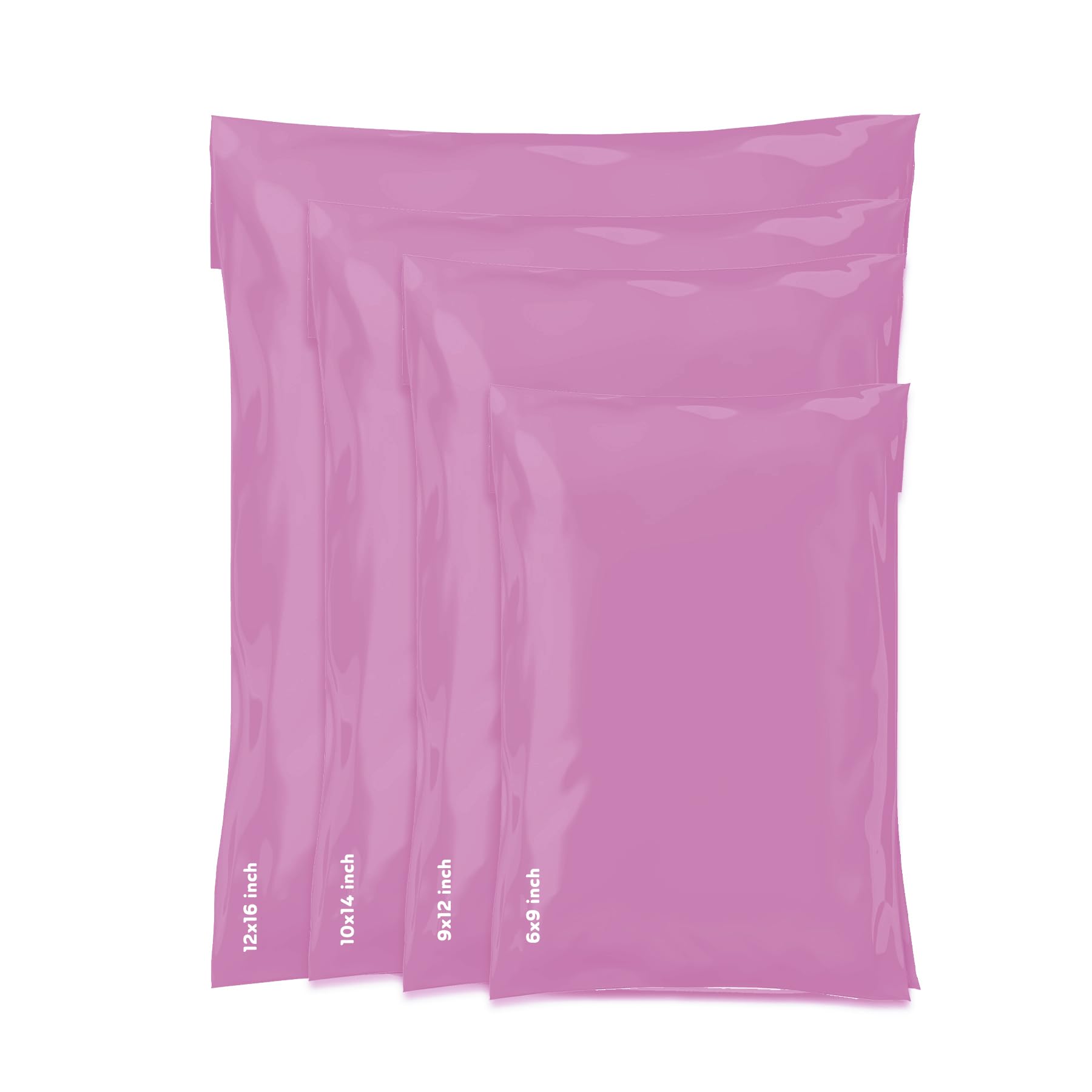 Mixed Size Grey Mailing Postal Bags, Self-Seal Closure Packaging Mailers, Delivery Mailing Bag Flexible and Tempered Proof, Secure Small to Large Postal Mailers (Pink, 100)