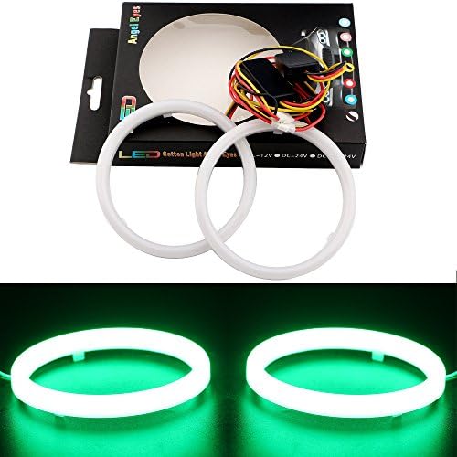 EverBrightt 2-Pack Green 95MM 2835 64SMD Led Car Angel Eyes Light Halo Ring Lamp For BMW Benz Headlight With Milk White Shell 9V-30V