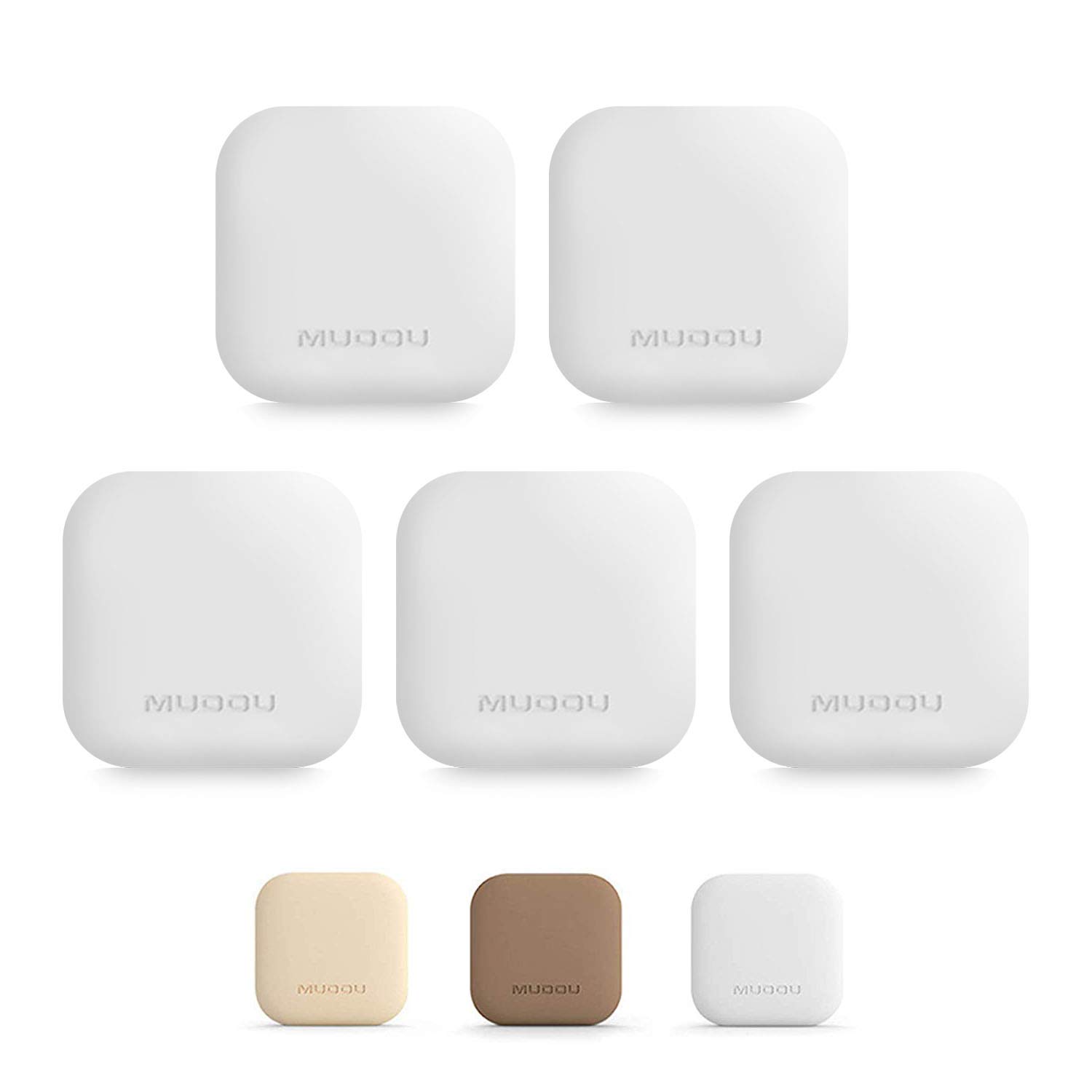 OMAS Square Door Stopper Wall - Handle Bumper Buffer Wall Protector - 5 Pack Self Adhesive Wall Sticker Silicone Pad Wall Guard for Wall Corner Bathroom Bedroom Headboard Cupboard White