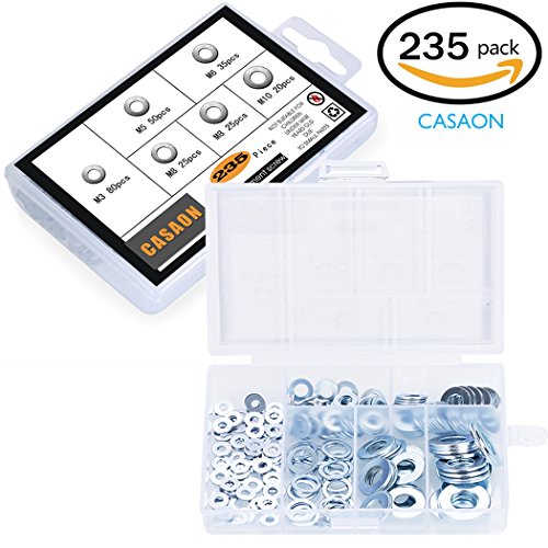 235Pcs 6 Sizes Stainless Steel Flat Washers Assortment Set (M3 M5 M6 M8 M10)