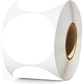 2 Inch White Circle Thermal Sticker Labels,1000pcs Self-Adhesive Round Direct Thermal Labels,Multi-Purpose Multifunctional Roll Thermal Stickers,for Barcodes,QR Code,DIY Logo Design,Name Tag