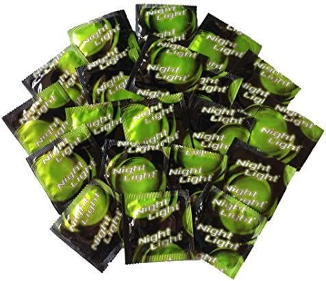 Night Light Glow-in-the-Dark Lubricated Latex Condoms with Silver Pocket/Travel Case-20 Count by Global Protection