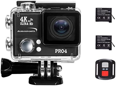 4K WIFI Sports Action Camera Ultra HD Waterproof DV Camcorder 12MP 170 Degree Wide Angle 2 inch LCD Screen/2.4G Remote Control/2 Rechargeable Batteries/19 Mounting Kits by Aurosport