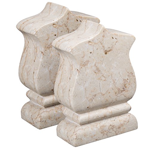 Creative Home 74701 Genuine Champagne Marble Stone Fleur De Lis Style Bookend Set