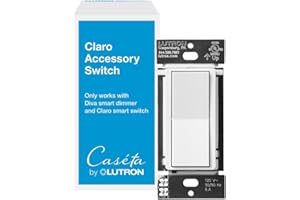 Lutron Caseta Smart Claro Accessory Switch for 3 way – For use only with Diva Smart Dimmer or Claro Smart Switch, DVRF-AS-WH, White