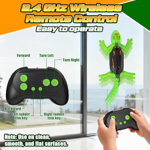 SLEEPHEAD® Wall Climbing Gecko Toy, Remote Control Lizard Crawler with LED Lights for Kids, Crawling Christmas Birthday Gifts, Gecko Wall Climbing Toy for Boys and Girls