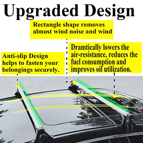 Cross Bars Roof Rack, Adjustable Aluminum 47" Without Side Rails, Fit for Cars Vehicles SUVs Crossbars Racks Cargo Carrier Canoe Kayak Bike Racks Adventures Camping for 1992-2017 Hyundai Elantra - Thumbnail 3