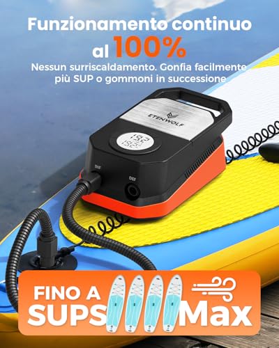 ETENWOLF S4 Paddle Board 1.4 Bar High Pressure 12V DC Air Pump with Auto Stop and Deflation, 4 Fast Electric Pumps for Stand Up Paddle Boats Kayak Air Mattress