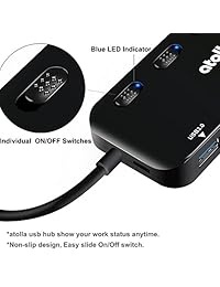 USB 3.0 Hub Splitter   Extensor USB 4 Puerto USB Ultra Slim Data Hub con Interruptor de alimentación individual y LED