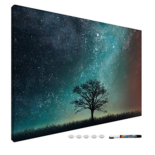 51fvp ktMaL Navaris Magnetic Dry Erase Board - 24 x 36 inches Decorative White Board for Wall with Printed Design, Includes 5 Magnets and Marker - Starry Sky