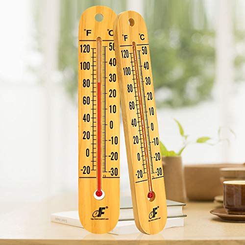 defull Extra Large 10.5-Inch Wood Thermometer Wall Thermometer Wooden Indoor Thermometer with Double Scales ℉&℃ Household Thermometer for Home Office Warehouse Greenhouse - Thumbnail 5