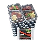Food Storage Container Meal Prep Container Leak proof Lunch Containers Meal Prep Container Bento Box Container Airtight Lid Dishwasher Microwave SAFE Plastic Food Container (15, 2-Compartments, 30 Oz)