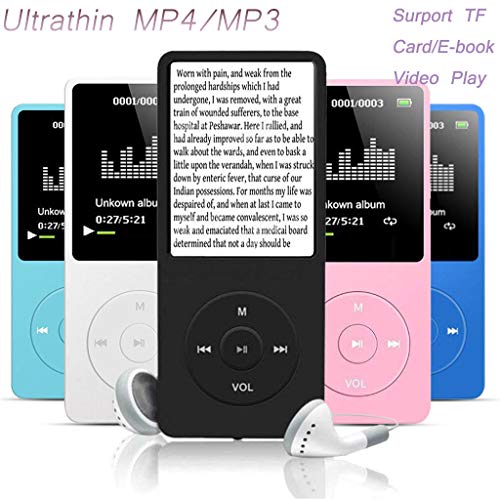 8GB 70 Hours 3.5mm Audio Jack Playback Fast-Charge MP3 MP4 Lossless Sound Music Player FM Recorder TF Card (ONE, Pink)