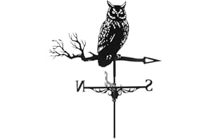 BRLIBESE Owl Shape Roof Mount Weathervane Animal Metal Weather Vane Weather Vane Wind Direction Indicator Roof Decoration Accessories for Garden Patio Roof Decoration