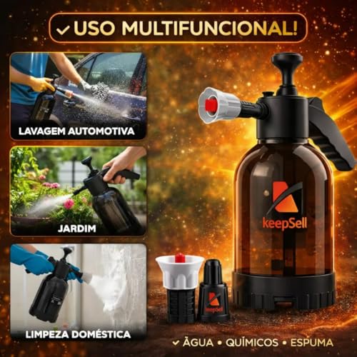 K-SELL IMPORTS Pulverizador Manual 2 Litros Borrifador Snow Foam De Espuma Bomba De Alta Pressão, Válvula De Alívio, 2 Bicos Ajustável
