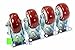 Caster Wheels 2 Swivel Casters 2 Swivel With Brake On Red Polyurethane Wheels 1200 Lbs 3 inch 4 Pack