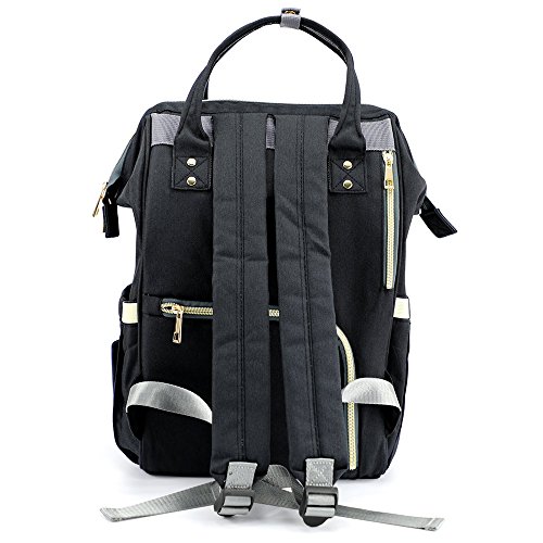 Wide Open Designed Baby Diaper Bag Backpack with Insulated Bottle Pockets, Travel Backpack Nappy Bags, Waterproof Material, Multi-Function 11 Pockets, Large Capacity, Stylish and Durable (Black) - Thumbnail 3