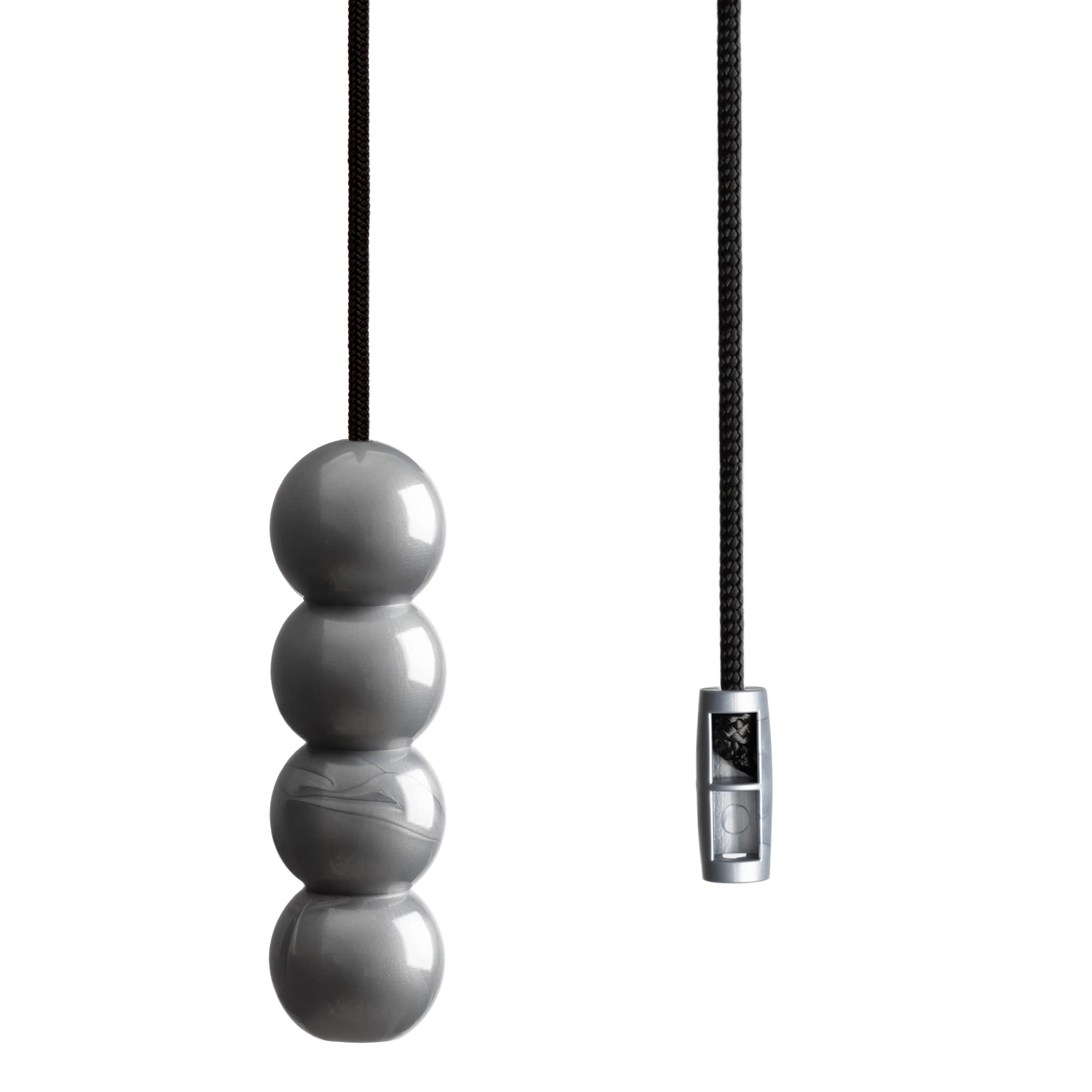 Light Pull Cord String with a Silver Bead Style Handle, Choice of Metallic Silver and Jet Black Cord Colours. (Jet Black Cord)