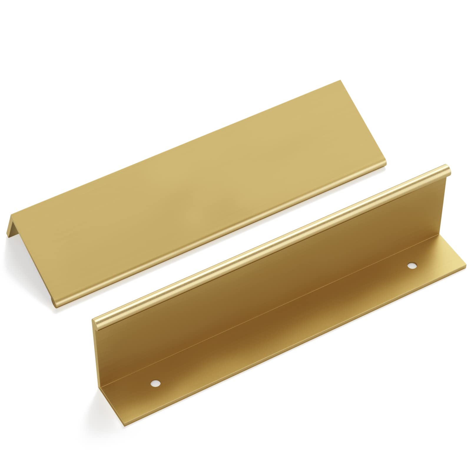 Photo 1 of goldenwarm 15 Pack Gold Finger Edge Pulls Drawer Finger Pulls Champagne Gold Kitchen Hardware Handles Bedroom Dresser Drawers,256mm Hole Centers