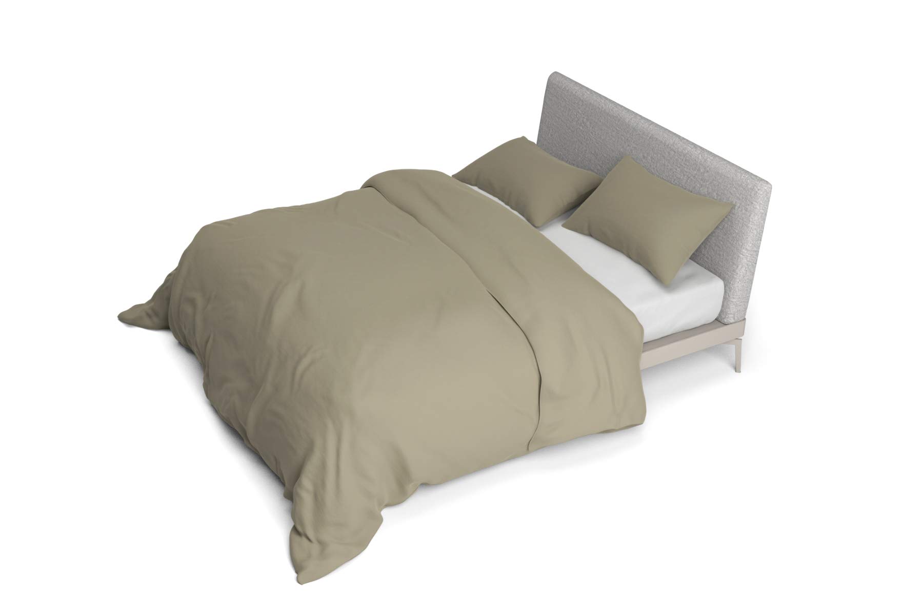 Satin Duvet Cover, 100% Cotton, Beige, Double