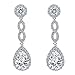 EVER FAITH Women's Cubic Zirconia 8 Shape Infinity Bridal Pierced Dangle Earrings Silver-Tone