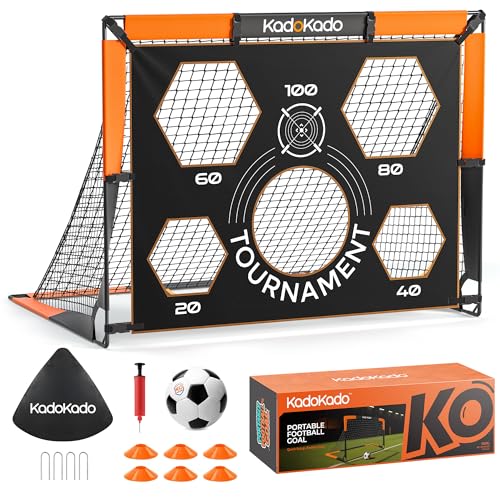 KadoKado Set of 2 Foldable and Portable Children's Football Goals, Outdoor Children's Football Goals with Carry Bag 120 x 90 x 90 cm Cages and Mini Goals, Ideal for the Garden