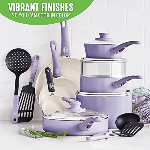 GreenLife Soft Grip Healthy Ceramic Nonstick, 16 Piece Cookware Pots