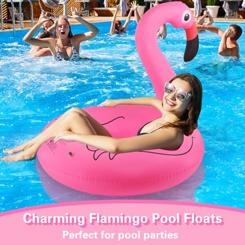 DeeprBlu Swimming Pool Floats Adult, 42" Large Pool Float, Pink Flamingo Inflatable Pools, High Load Capacity and Superior Durability, 0.35mm Thickened Inflatable Pools Adults for River