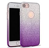Galaxy J7 Case,Inspirationc 3 Layer Hybrid Semi-transparent Soft Bling Crystal Diamond Cover Case for Samsung Galaxy J7 2016--Silver and Purple