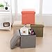 NISUNS OT01 Folding Storage Ottoman Cube Footrest Seat, 12 X 12 X 12 Inches (Linen Wine Red)