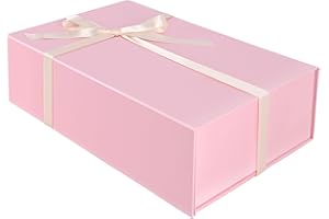 Brothersbox Pink Gift Box 13.8"x9.1"x4.3" Large Gift Boxes for Presents with Magnetic Lid, Ribbon, Collapsible Boxes for Gift Packaging Mother's Day Christmas Birthday Wedding