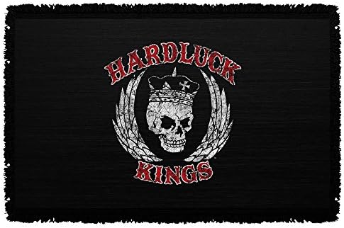 Hardluck Kings Red Letter Distressed Woven Throw White 48X80