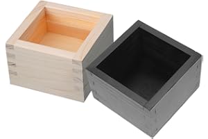 SEWOART 2 pcs of Japanese Sake Cups Traditional Boxes for Serving Authentic Japanese Masu Design