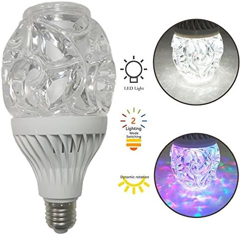 RGB LED Night Light Bulbs, (E27, 7W) 2 Modes of Soft Bright White Lighting and RGB Mixed Color Autorotation for Night Table, Holiday Party, Disco, DJ-1PK