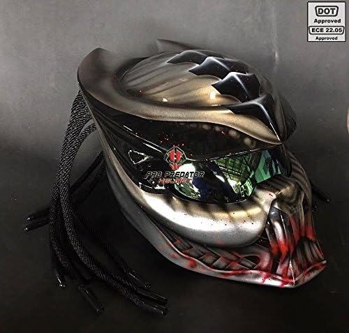 Pro Predator Motorcycle DOT Approved Metallic Silver Style include Tri Laser SY42