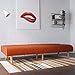 Novogratz Palm Springs 72 Inch Futon Sofa Bed, Armless Upholstered Couch Sleeper with Tufted Back, Mid-Century Modern, Orange