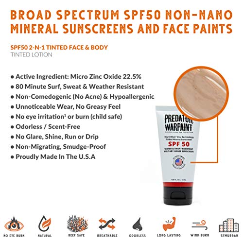 Predator Warpaint Tinted Mineral Sunscreen SPF 50, Waterproof Reef Safe