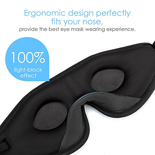 AGPTEK Wireless Eye Massager with 6 Vibration Modes, Eye Mask to Relieve Eye Stress,Ultra Soft 3D Contoured Eye Mask for Eye Fatigue Relief Vision Care, Black - Thumbnail 3