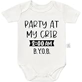 RETKCUL Party At My Crib, 2 AM, B.Y.O.B. Bodysuit, Newborn Coming Home From Hospital Outfit Boy Girl Baby Outfits 0-24 Month