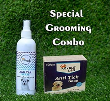 ROYALE DOG 100% Natural Flea Spray for Dogs, Cats & Pets | Fleas, Ticks & Lice 200ml + Royale Dog Anti Tick Soap 100gms