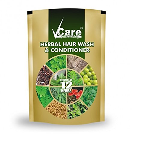 VCare Herbal Hair Wash and Conditioner Shikakai Powder for All Hair types with Hibiscus, Marudhani, Karisalanganni, Fenugreek, Lemon, Amla, Keelanelli, Admadhimadhuram 100g
