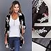 ECOWISH Womens Kimono Cardigan Floral Print Sheer Capes Loose Cardigans Cover Up Blouse Tops D2003 Black Small