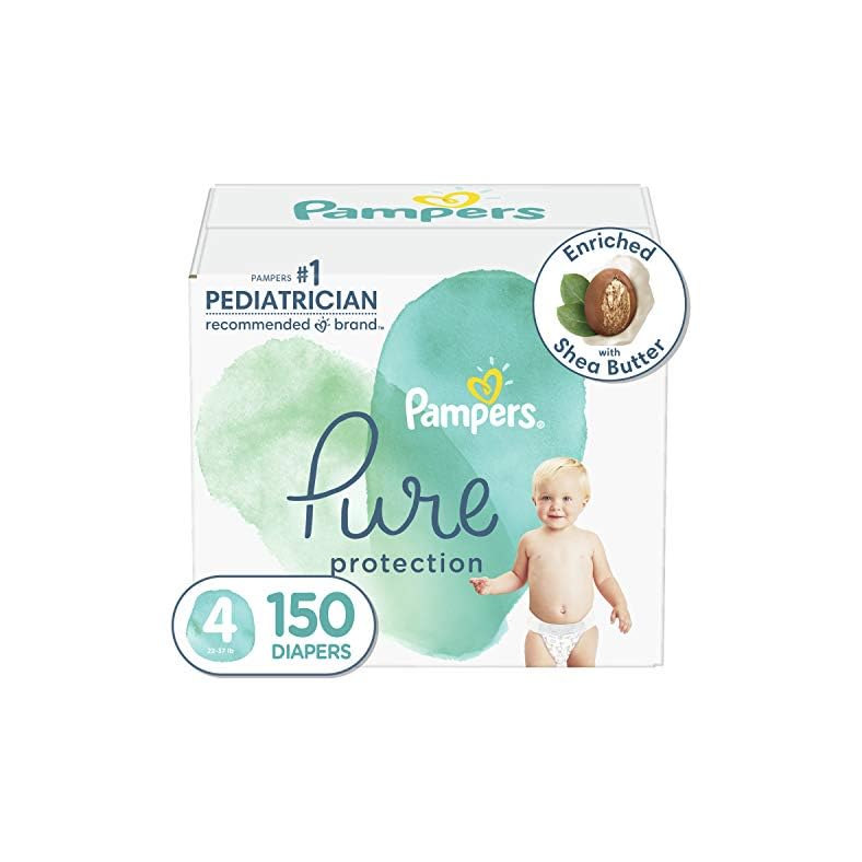Diapers Size 4, 150 Count – Pampers Pure Protection Disposable Baby Diapers, Hypoallergenic and Unscented Protection…