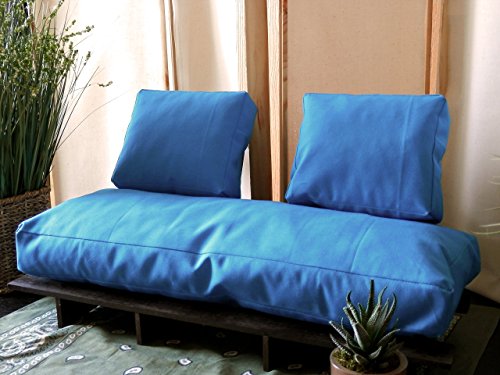 Atlantis Collection All-in-One Collapsible Futon/ Chaise/ Bed or Sofa Nile Blue Cushions/ Mocha Frame for American Girl, Our Generation, Gotz, Carpatina, My Pal/ My Sibling Dolls