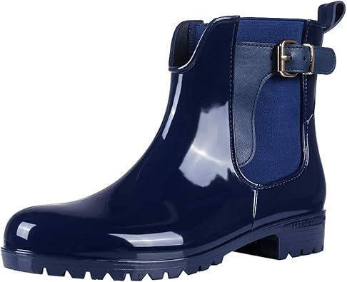 shiny ankle rain boots