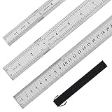 Stainless Steel Ruler, 3 Pcs Double-Scale Metal Ruler with Storage Bag, 6 Inch/15cm, 8 Inch/20cm and 12 Inch/30cm Metric Ruler for School, Office, Architect, Engineers, Craft (Silver)