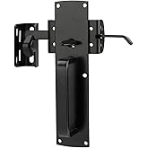 Hillmaster Self-Closing Thumb Gate Latch - Heavy Duty for Wooden, Metal &amp; Vinyl Fences - Black Finish