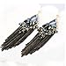 JQUEEN Gorgeous Black Long Tassel Crystal Women's Bohemian Dangle Earrings for Women Prom Wedding Party