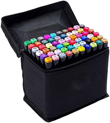 80 Colors Dual Tips Art Markers,Top Sketch Colored Pens with Carrying Case for Painting Coloring Highlighting and Underlining Render Manga and Design (40 Color, Black)